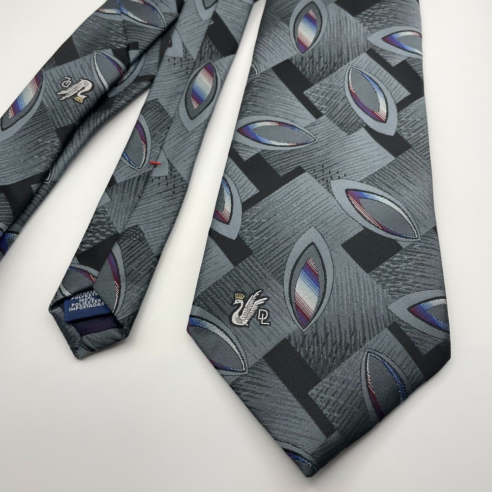 Don Loper Beverly Hills Men's Silk Blend Geometric Pattern Necktie Gray